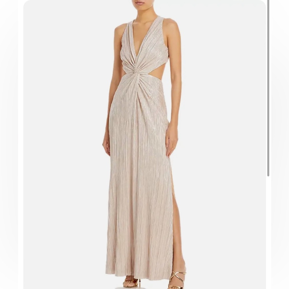 AQUA Twist Front Evening Gown